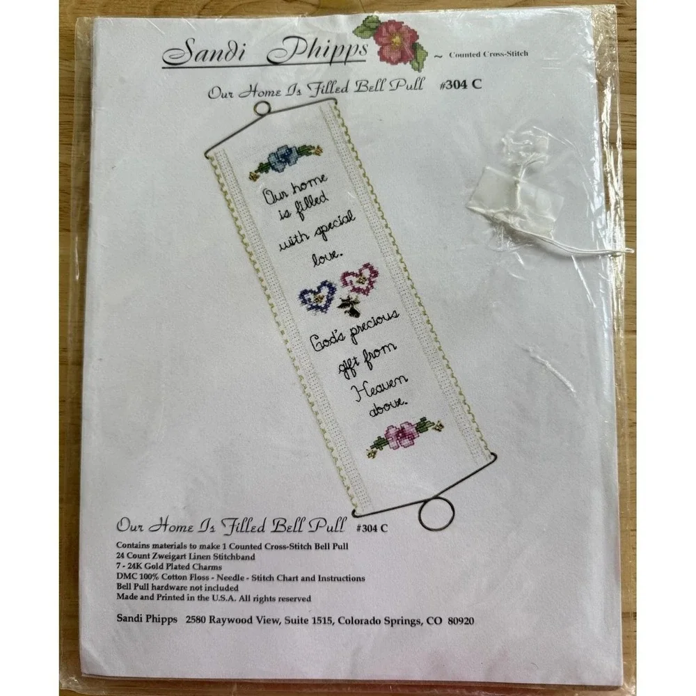 Sandi Phipps Cross Stitch Kit #304 C ~ Our Home Is Filled Bell Pull‎